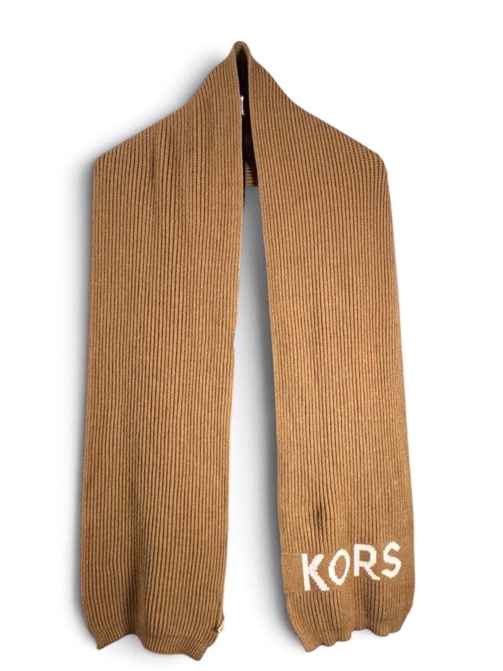 Michael Kors Camel Ribbed Knit Turtleneck Winter Scarf Designer Accessories